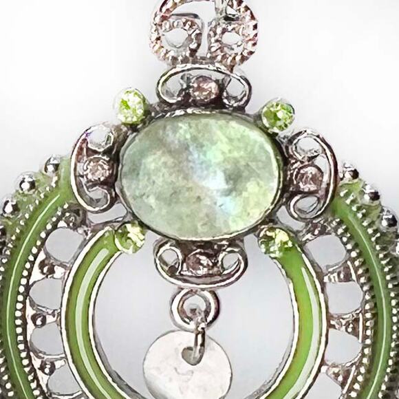 Boho Shell Crystal Rhinestone Dangle Earrings - Picture 4 of 5